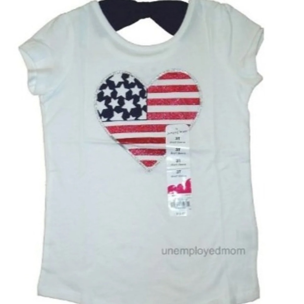 Summer Girls Flag Heart Tee July 4th Holiday American Fourth Top Patriotic Shirt